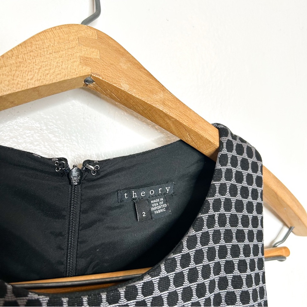 Theory Trekana Circuit Knit Dress Sleeveless Mini‎ Dress Grey Black 2 - Picture 5 of 7